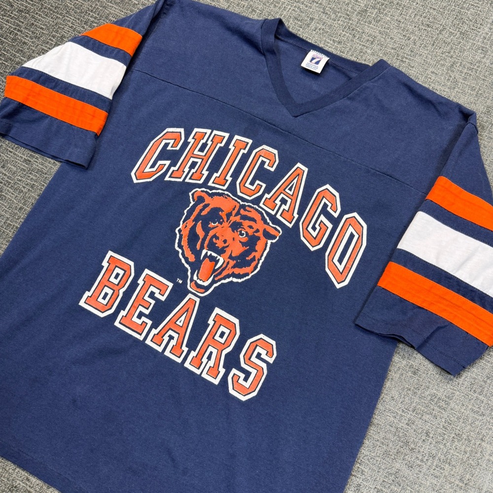 Vintage Logo 7 Chicago Bears Jersey Shirt Mens XL Navy Blue Made in USA NFL